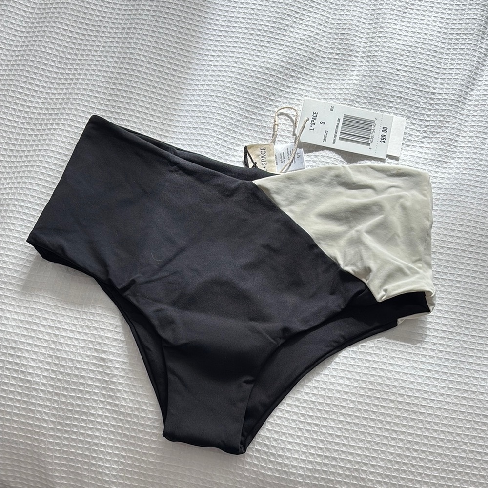 Black and White Bikini Bottom L space saks fifth ave size small